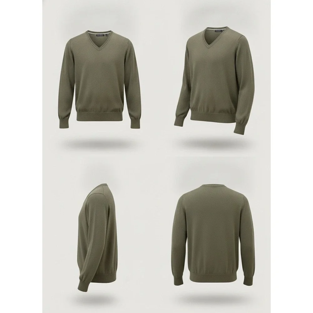 Banana Republic Silk Cashmere VNeck Sweater Mens Large Olive Green Knit Pullover